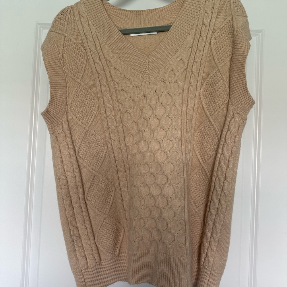 Women's Tan Cable Knit Sweater Vest